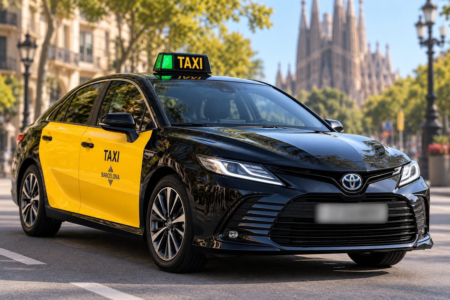 Taxi de Barcelona amarillo y negro